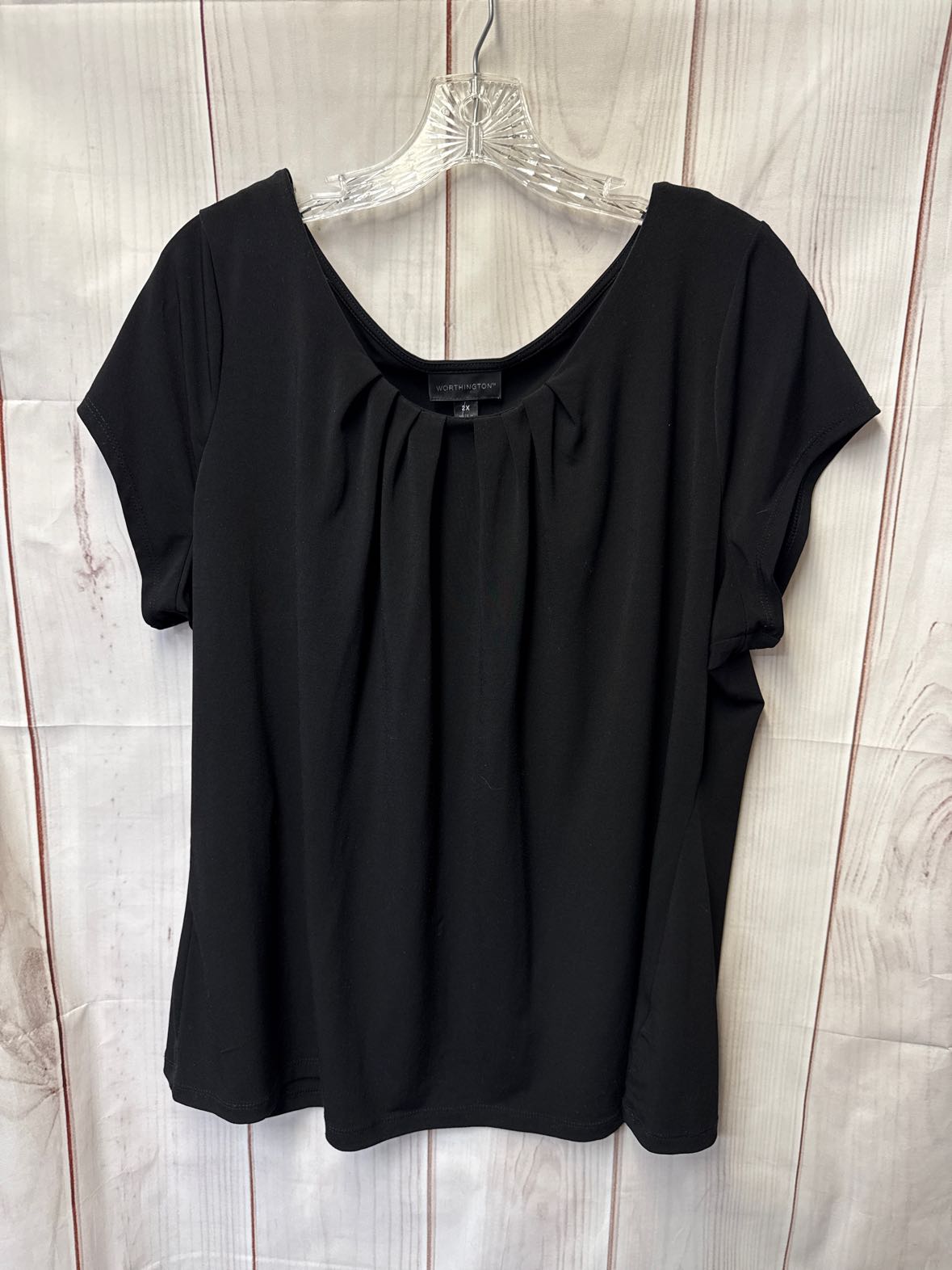 Worthington Women's Size 2X Black Short Sleeve Top