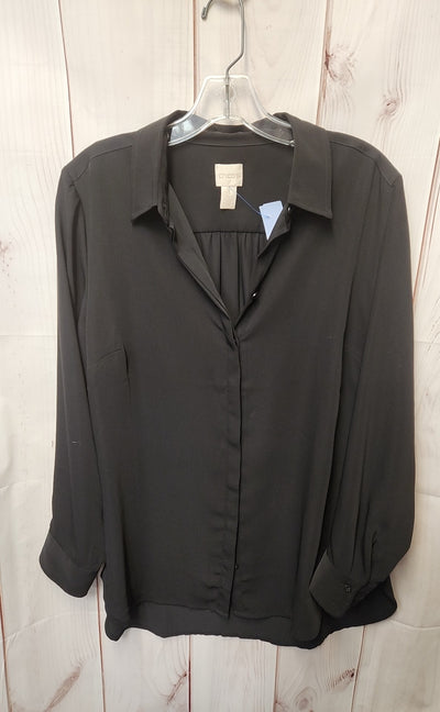 Chico's Women's Size 1 = M Black Long Sleeve Top