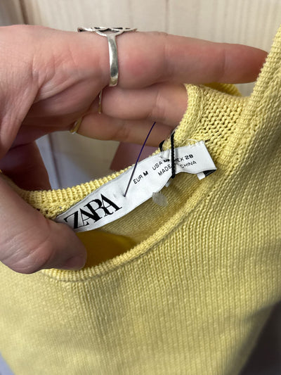 NWT Zara Women's Size M Yellow Knit Bodysuit