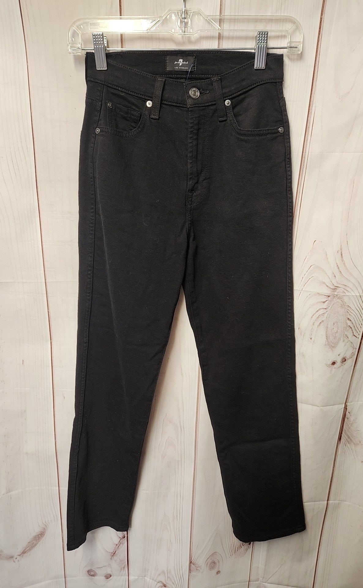 7 For All Mankind Women's Size 23 (000) Black Jeans High Waist Cropped Straight