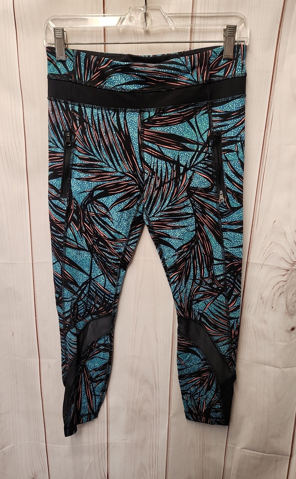 Lululemon Women's Size 6 Black & Blue Floral Leggings