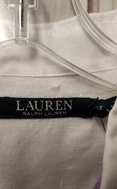 Lauren by Ralph Lauren Women's Size 1X White Long Sleeve Top