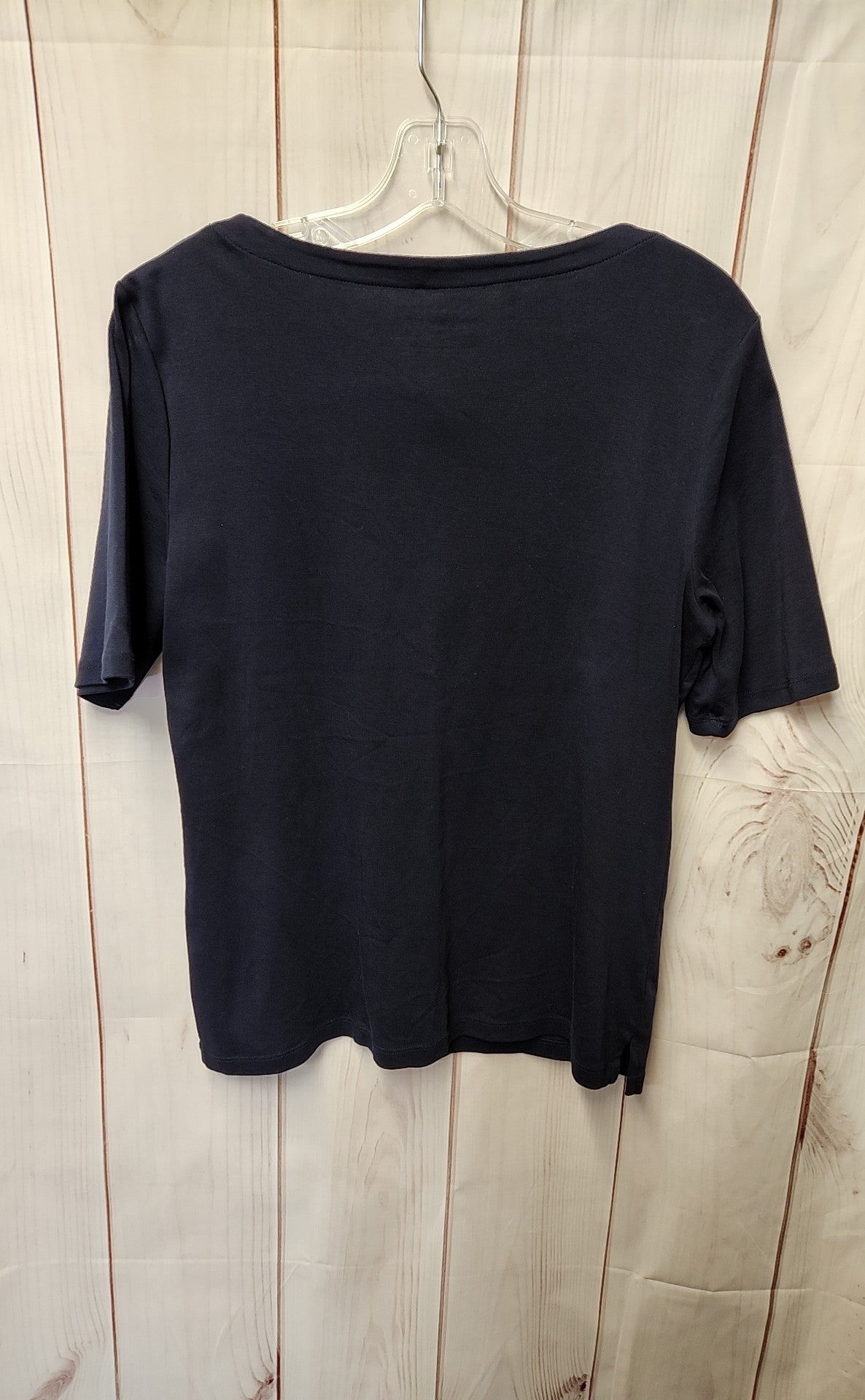 Talbots Women's Size L Petite Navy Short Sleeve Top