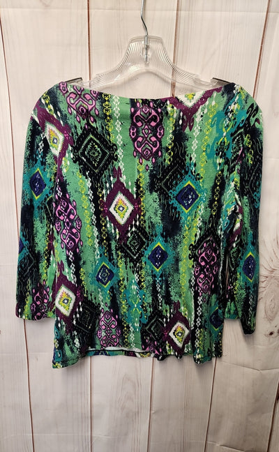 Jones New York Women's Size M Green 3/4 Sleeve Top