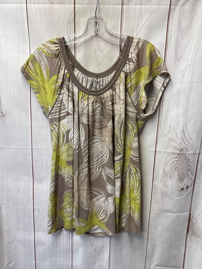 Sonoma Women's Size L Brown Floral Short Sleeve Top