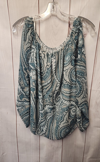 White House Black Market Women's Size M Blue Cold Shoulder Top