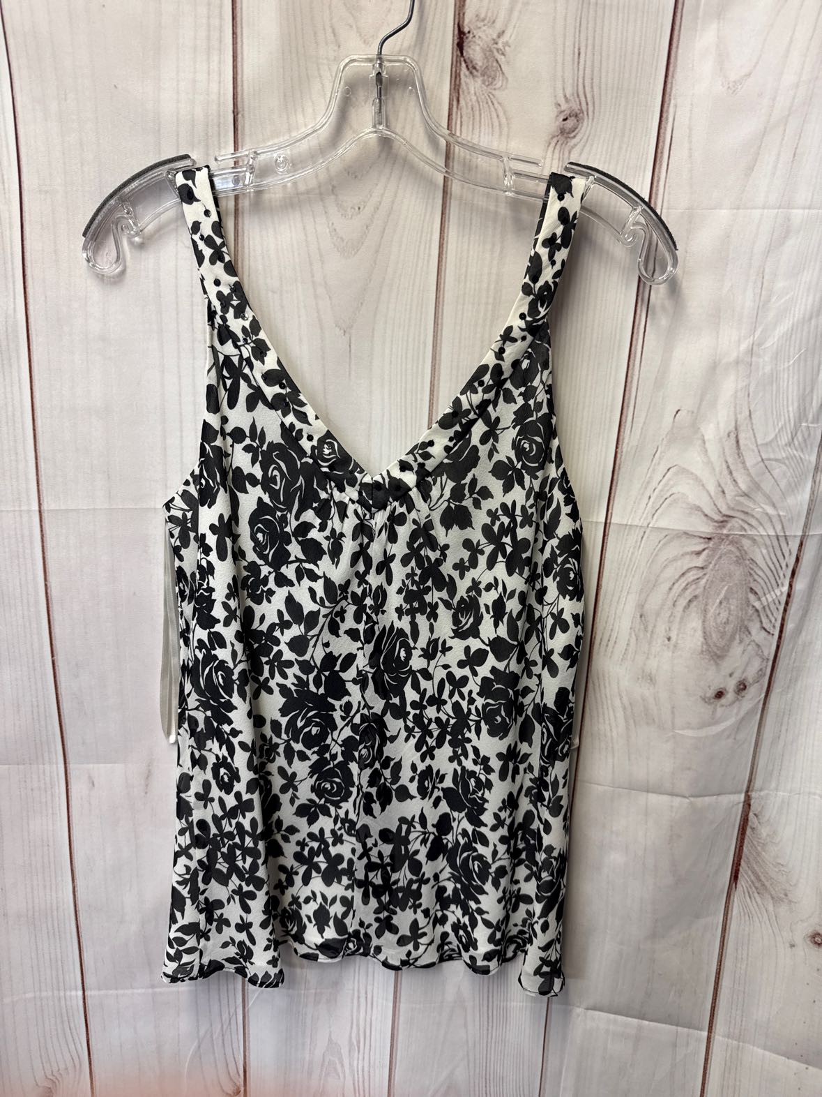 Ann Taylor Women's Size 12 White & Black Floral Sleeveless Top