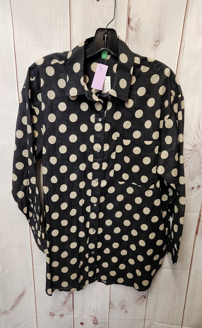 NWT J Crew Women's Size S Black Polka Dot Long Sleeve Top