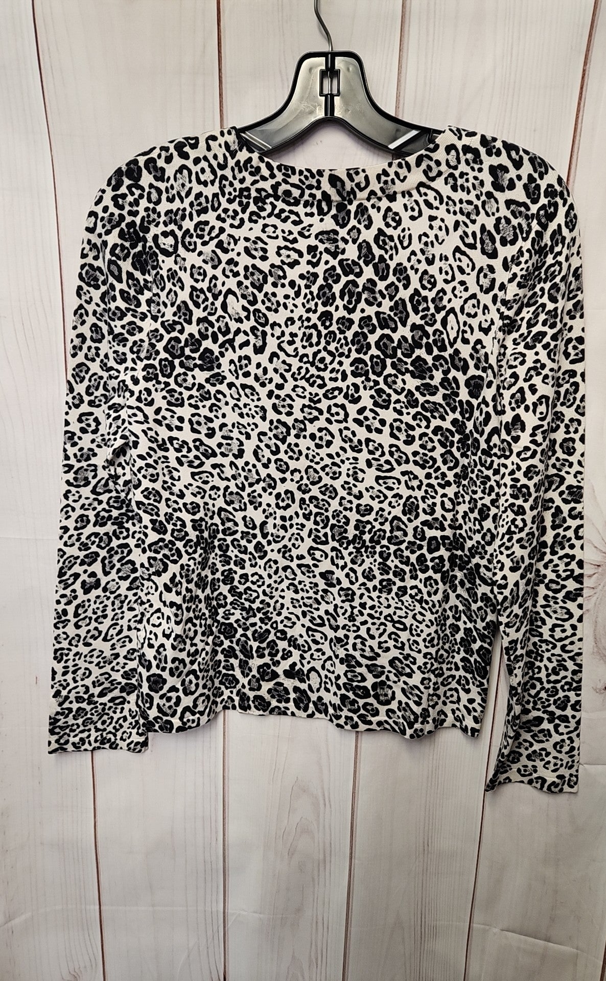 Jones New York Women's Size M White & Black Animal Print Long Sleeve Top