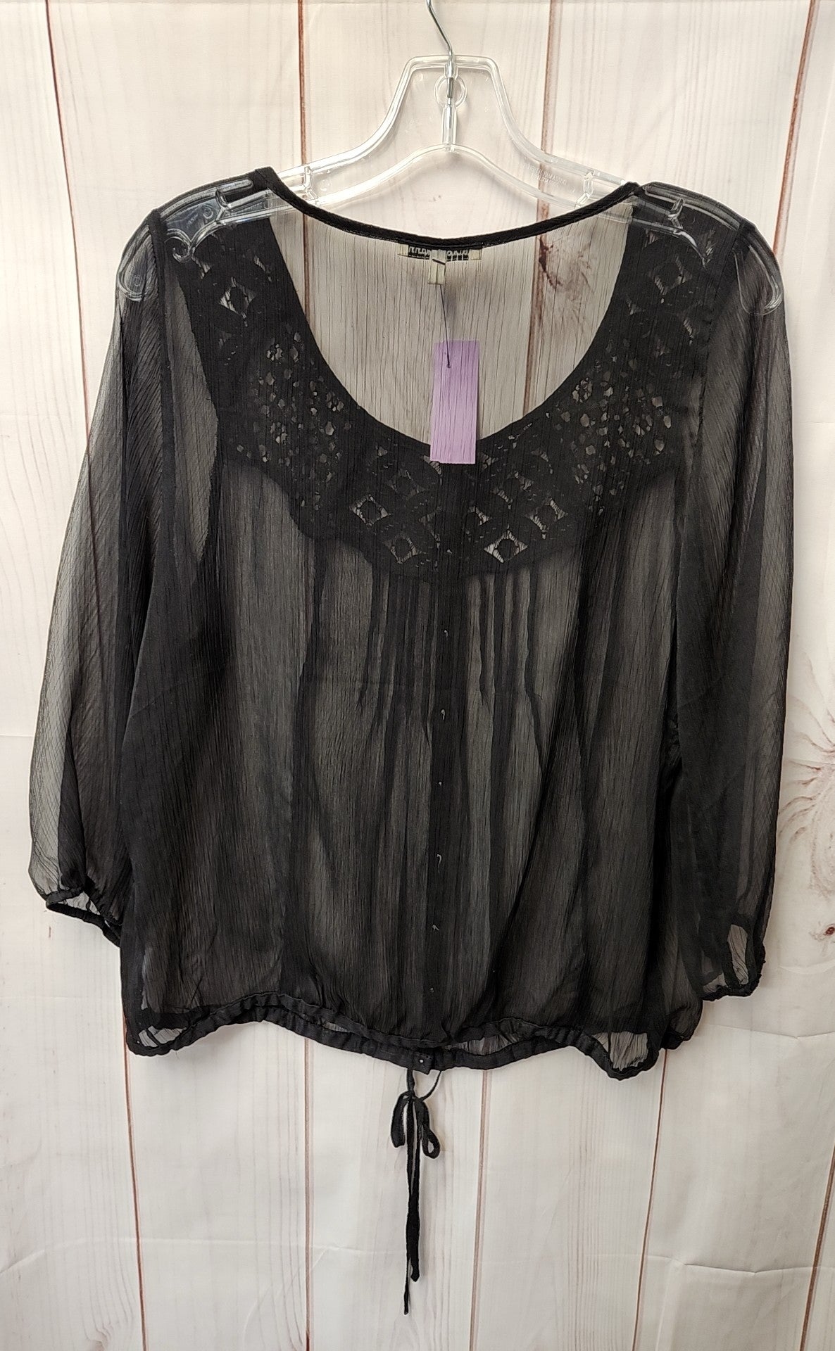 Black Rainn Women's Size M Black 3/4 Sleeve Top