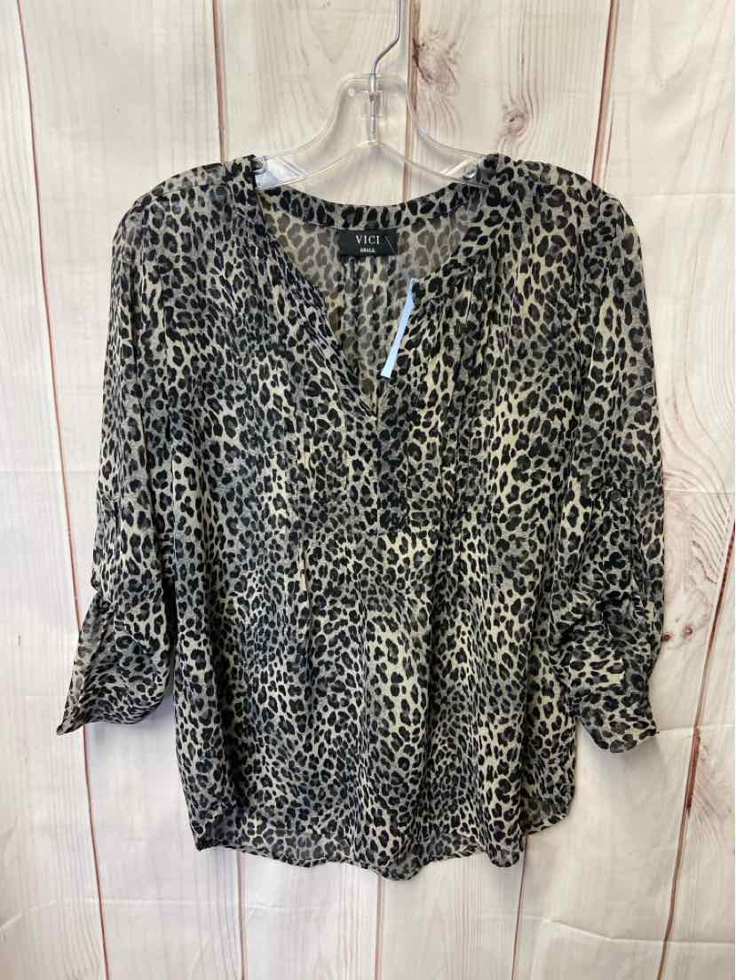 VICI Women's Size S Brown Animal Print Long Sleeve Top