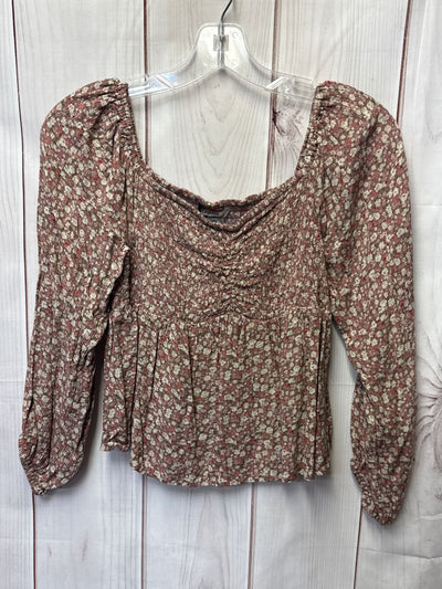 American Eagle Women's Size S Brown Floral Long Sleeve Top