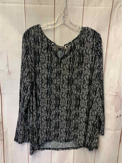 Tahari Women's Size 2X Black Long Sleeve Top