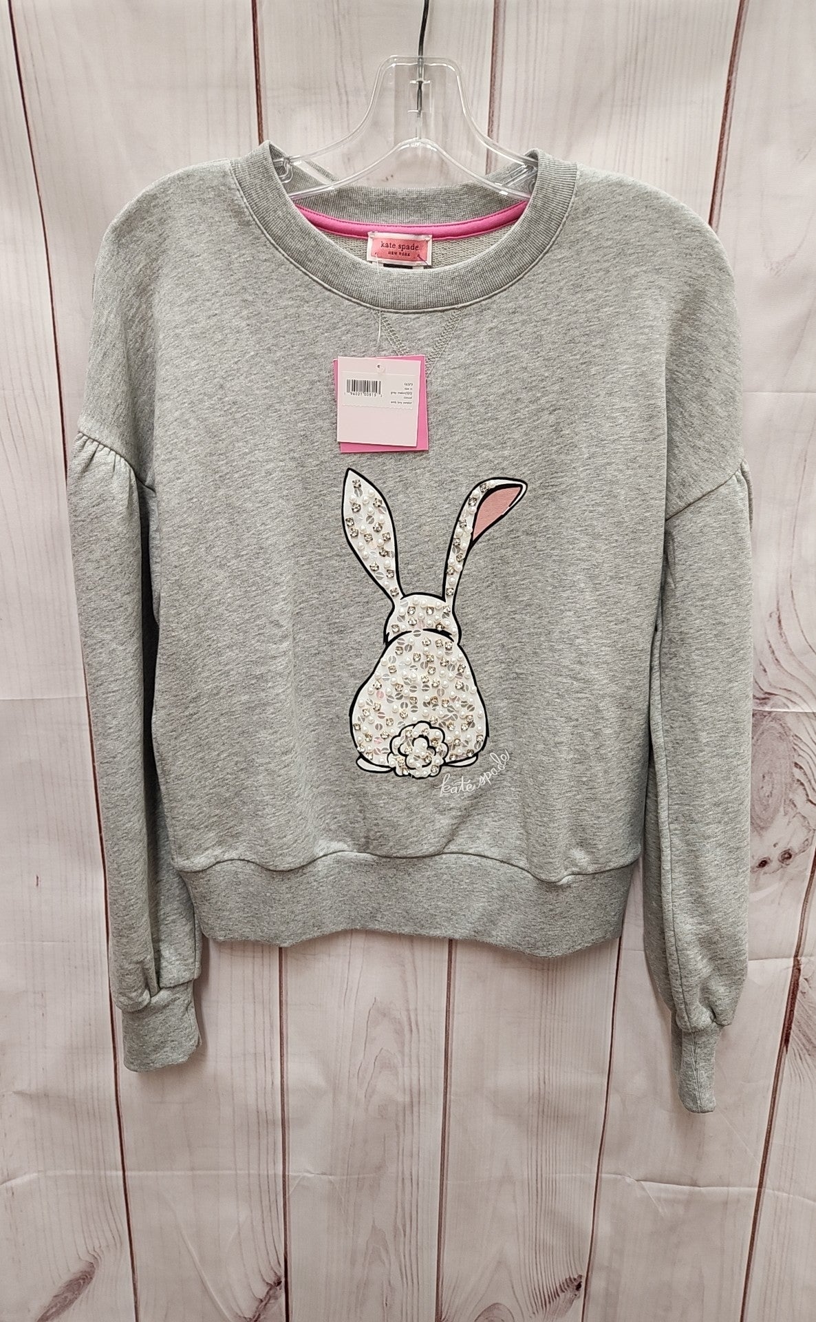 NWT Kate Spade Women's Size M Embellished Bunny Grey Melan Sweatshirt