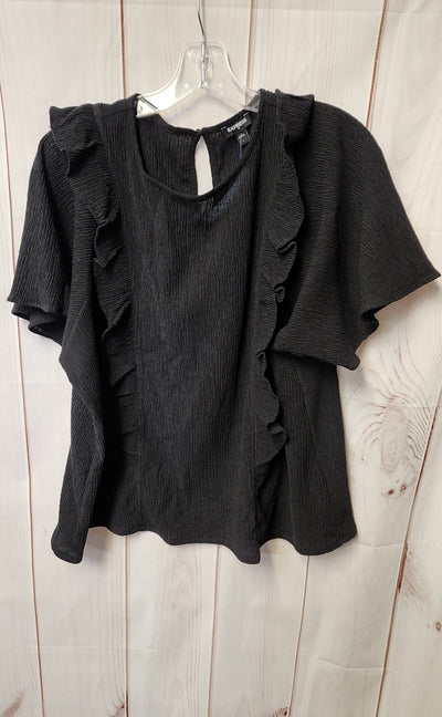 Express Women's Size L Black Short Sleeve Top