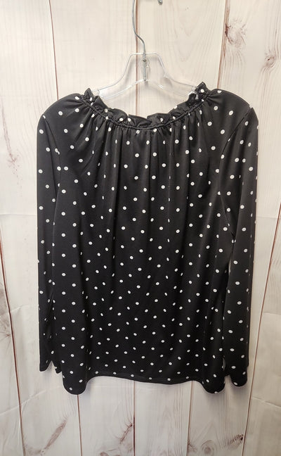 Croft & Barrow Women's Size L Black Polka Dot Long Sleeve Top