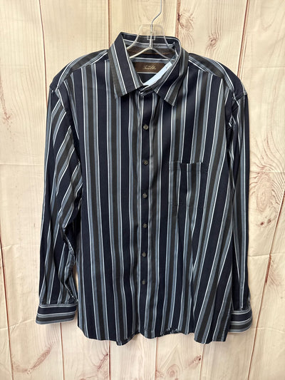 Tasso Elba Men's Size L Blue Stripes Shirt