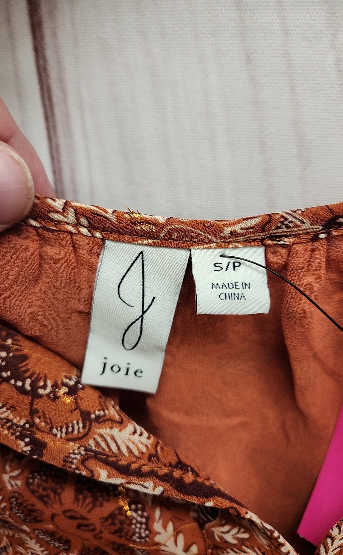 Joie Women's Size S Orange Short Sleeve Top