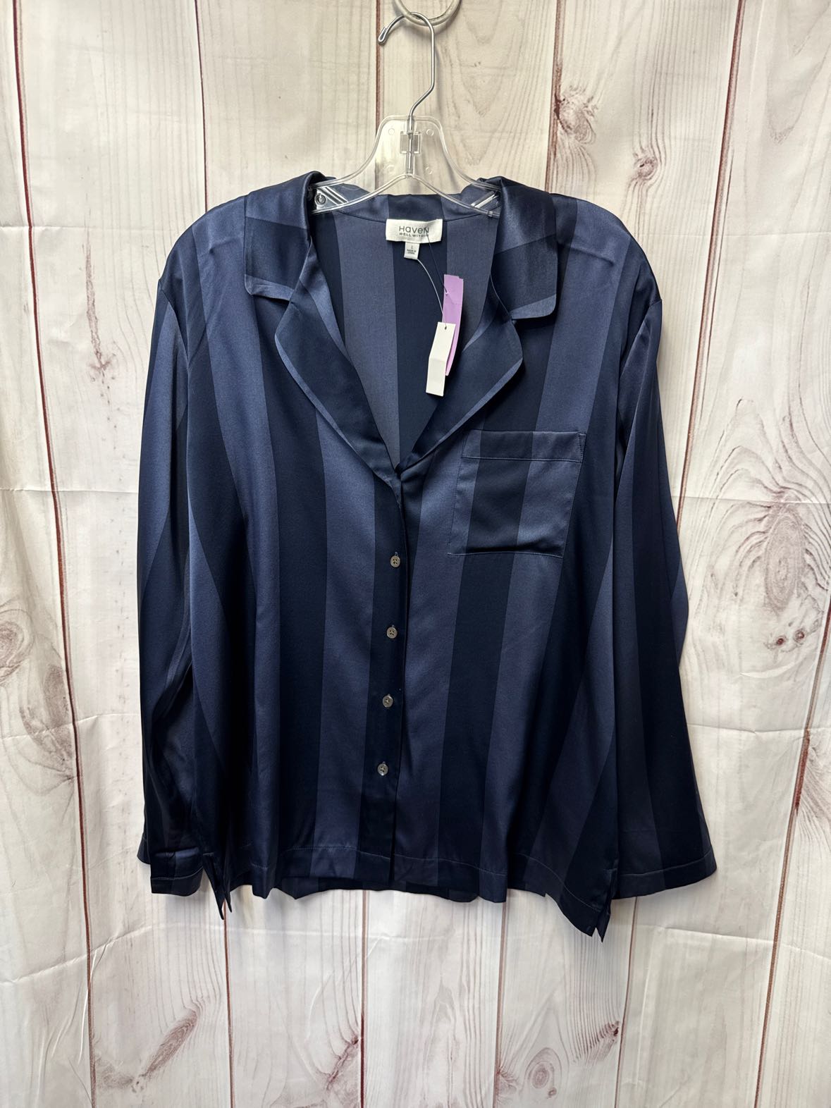 NWT Haven Well Within Women's Size L Navy Long Sleeve Top