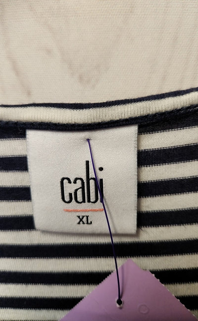 Cabi Women's Size XL Navy & White Long Sleeve Top