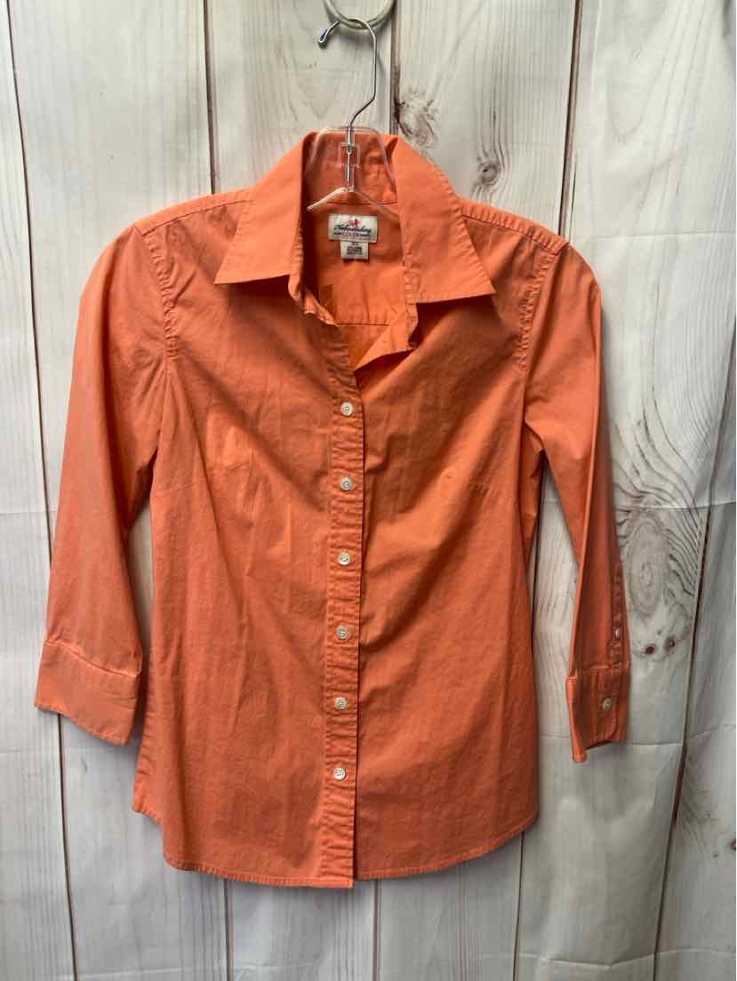 J Crew Women's Size XS Orange 3/4 Sleeve Top Haberdashery