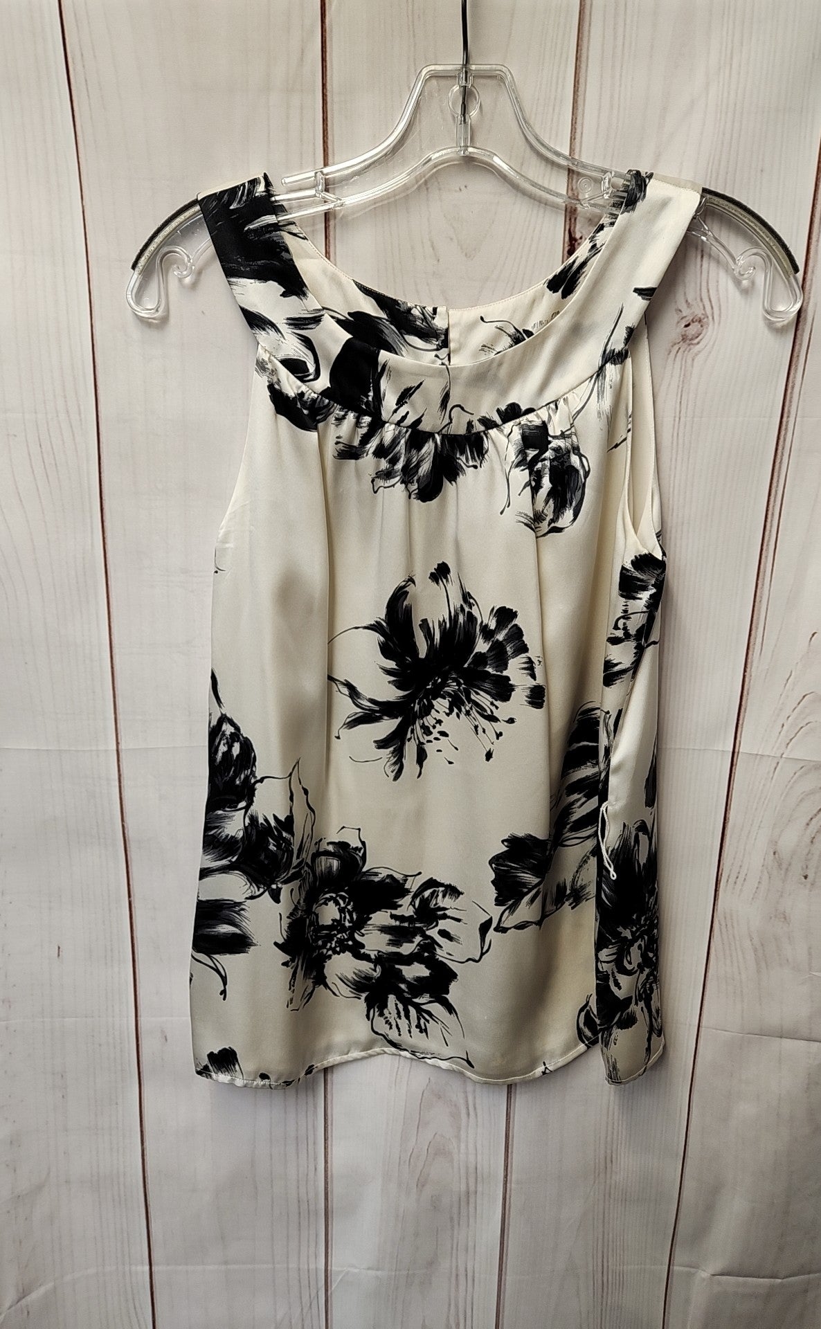 Ann Taylor Women's Size 6 Petite White & Black Floral Sleeveless Top