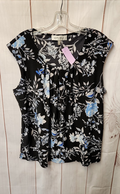 Kasper Women's Size XL Black Floral Sleeveless Top