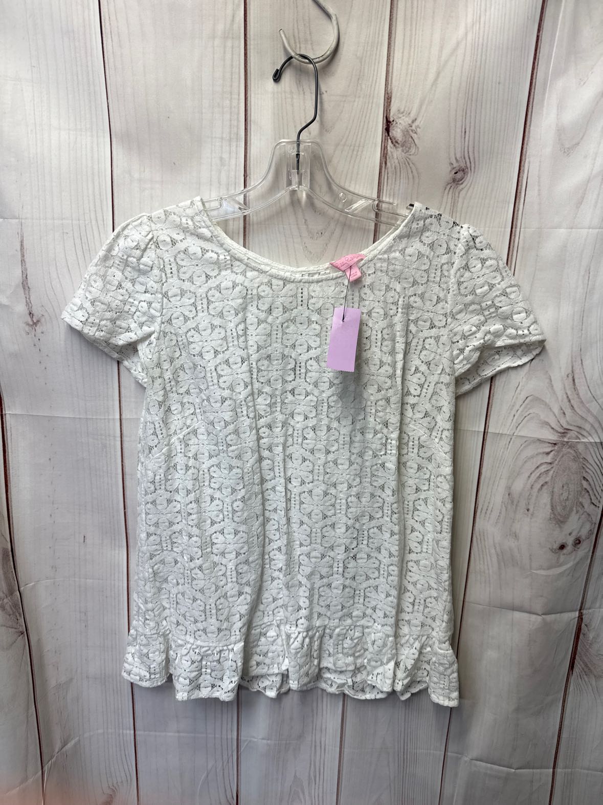 Lilly Pulitzer Women's Size M White Lace Floral Short Sleeve Top