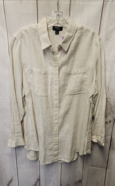 NWT Lord & Taylor Women's Size 1X Beige Long Sleeve Top