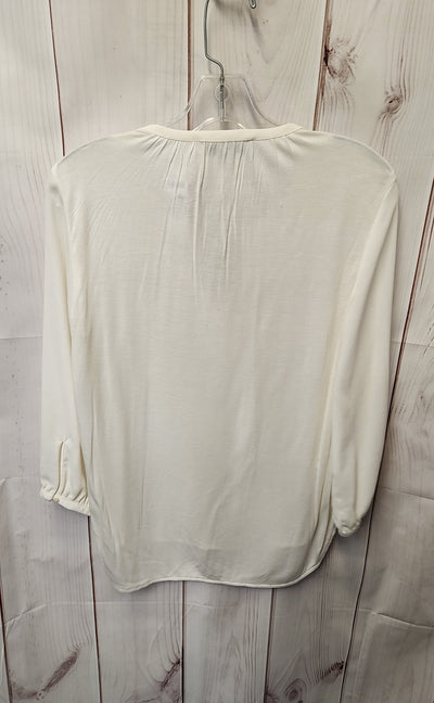 NWT Loft Women's Size S Petite White 3/4 Sleeve Top