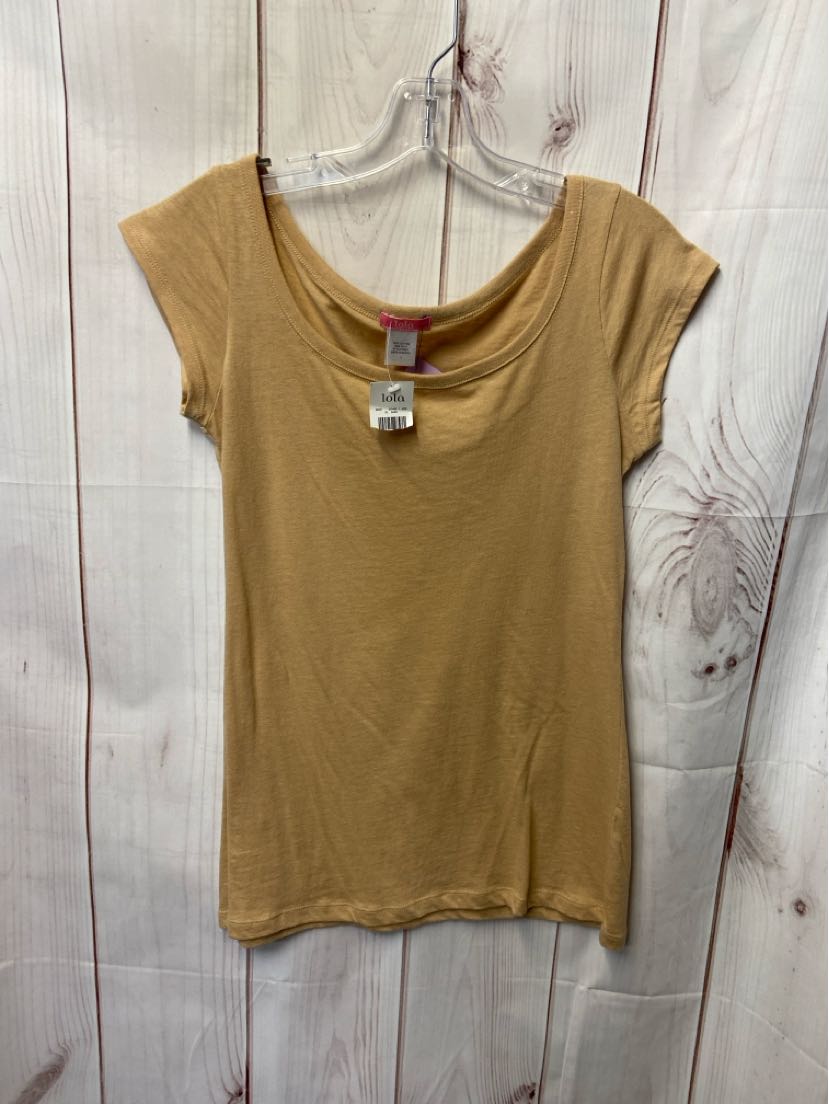 Lola Women's Size L Tan Short Sleeve Top