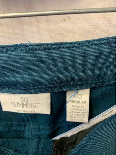 Chico's Women's Size 1.5=10 Teal Pants So Slimming