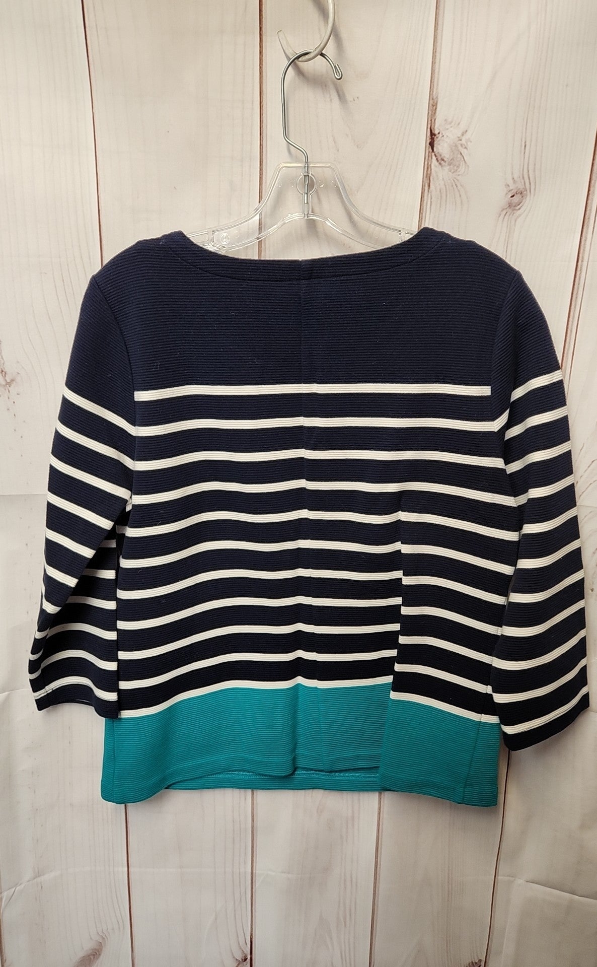 Talbots Women's Size M Navy Stripe 3/4 Sleeve Top