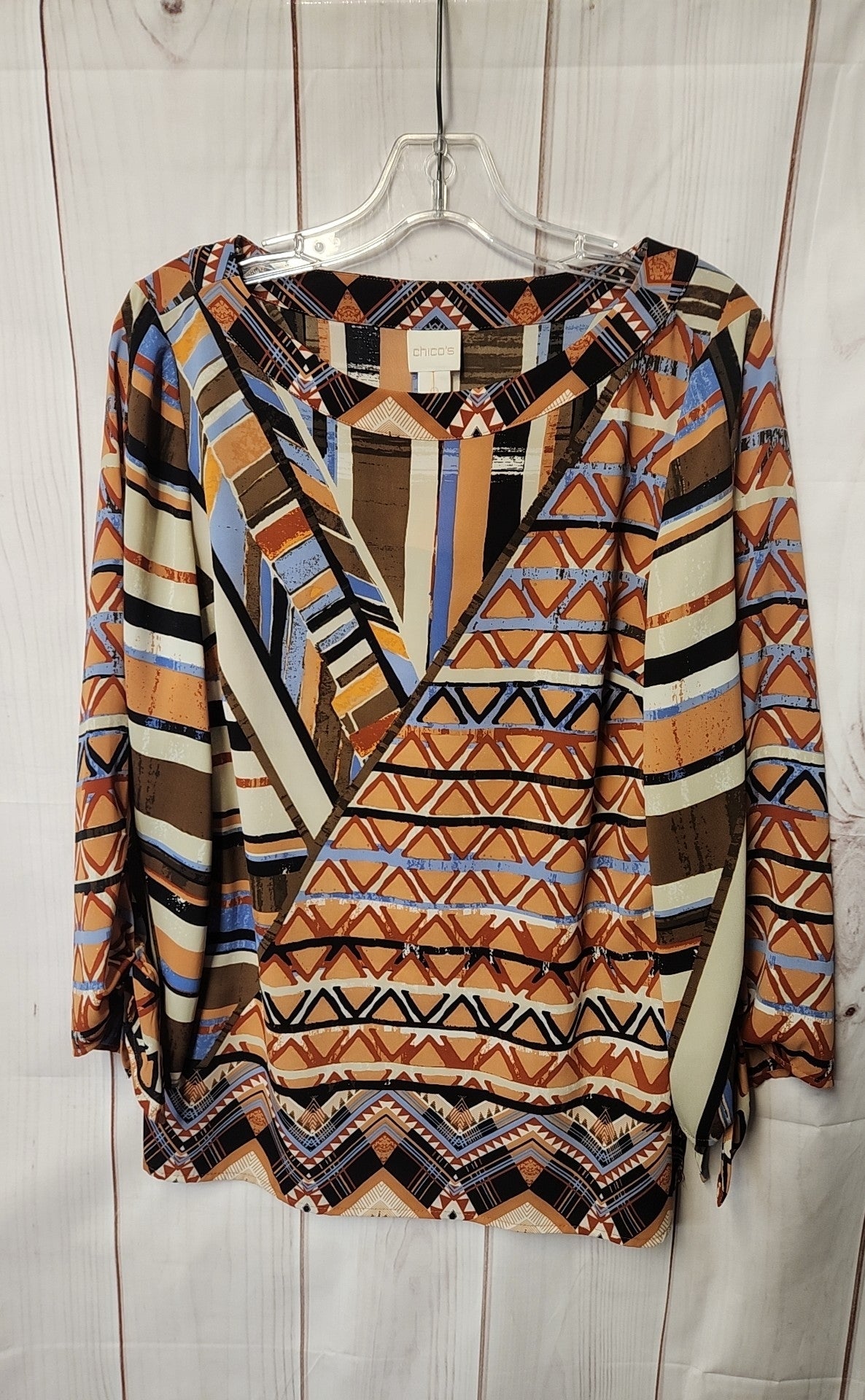 Chico's Women's Size S Brown 3/4 Sleeve Top