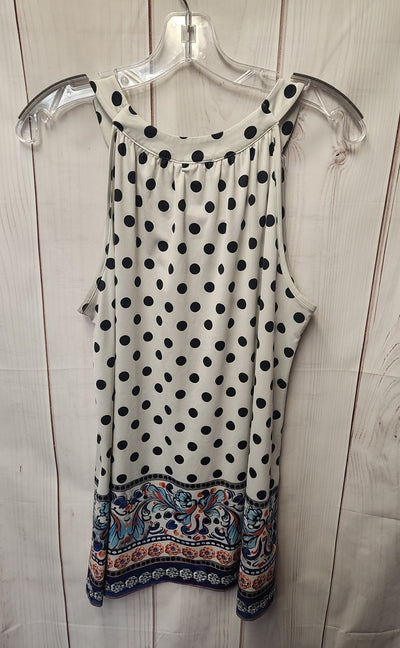 Isle Women's Size L White Polka Dot Sleeveless Top