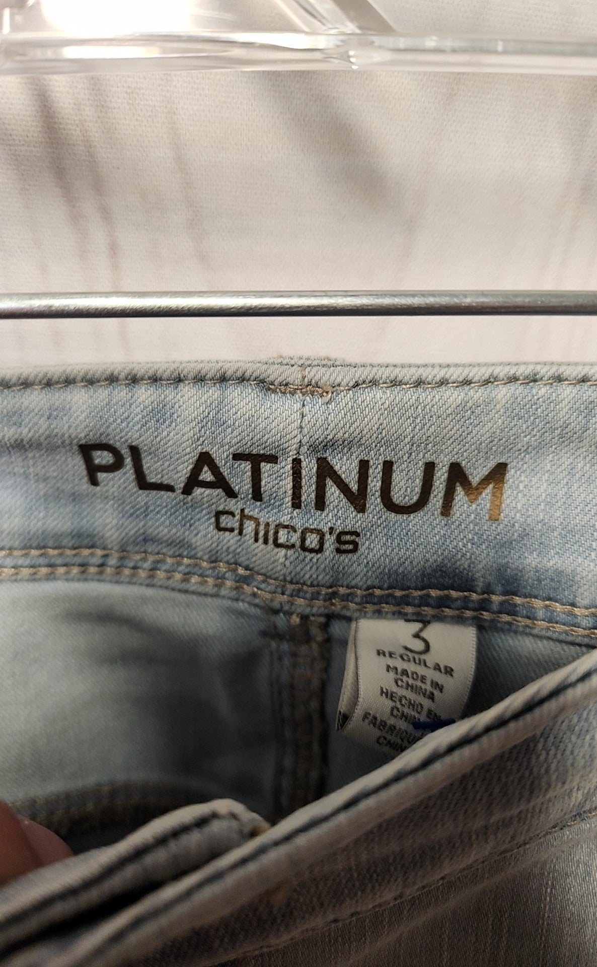 Platinum Chico's Women's Size 3=16 Ultimate Fit Light Blue Jeans