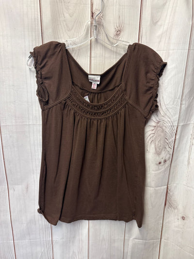 One Step Up Women's Size L Brown Short Sleeve Top