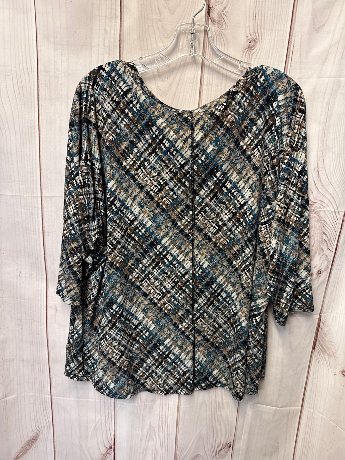 Dressbarn Women's Size 2X Blue 3/4 Sleeve Top