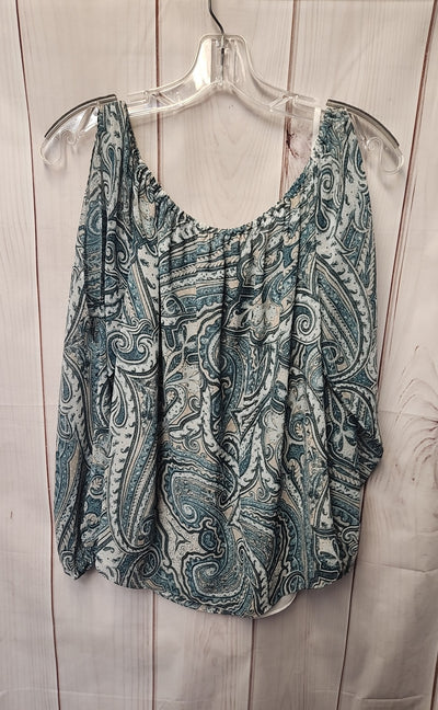 White House Black Market Women's Size M Blue Cold Shoulder Top