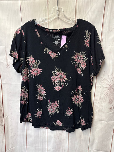 Sonoma Women's Size XXL Black Floral Short Sleeve Top