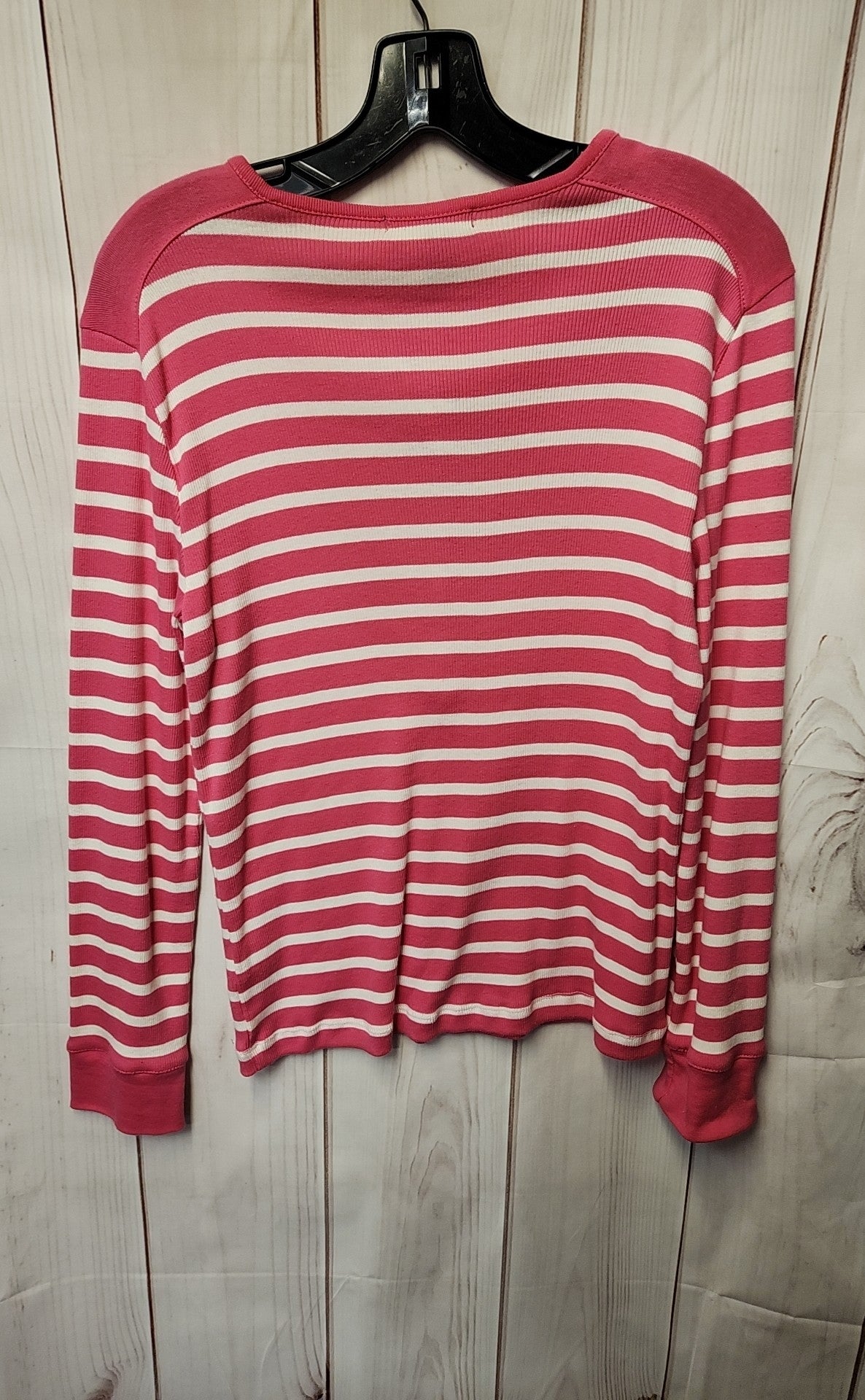 Chaps Women's Size L Petite Pink Stripe Long Sleeve Top