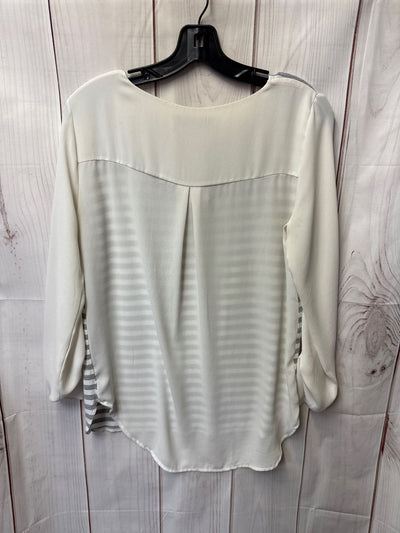 Loft Women's Size S White & Gray Long Sleeve Top