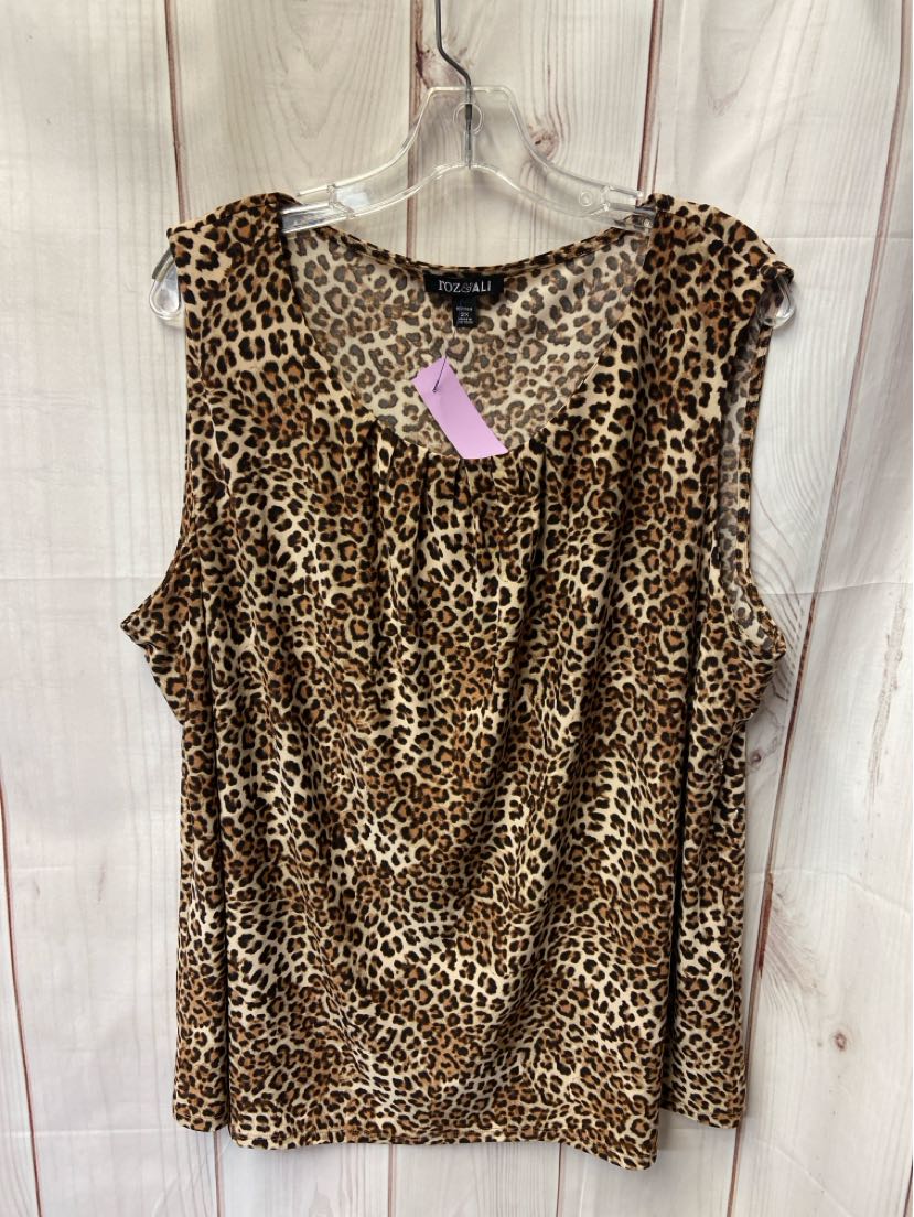 Roz & Ali Women's Size 2X Brown Animal Print Sleeveless Top