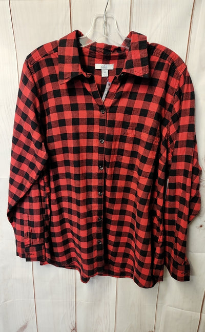 Croft & Barrow Women's Size 1X Red & Black Long Sleeve Top NWT