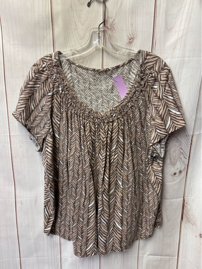 St Johns Bay Women's Size 2X Brown Short Sleeve Top