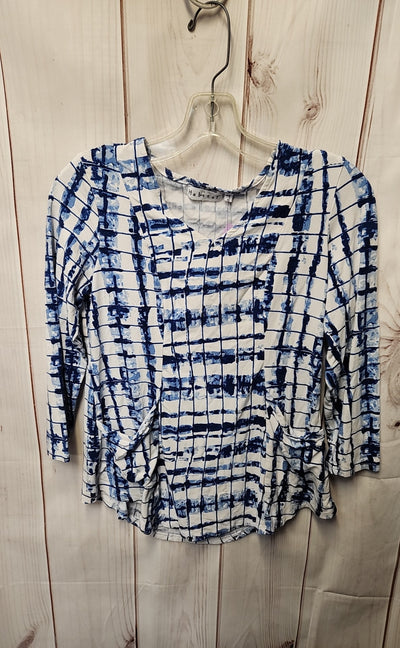 Habitat Women's Size S White & Blue 3/4 Sleeve Top