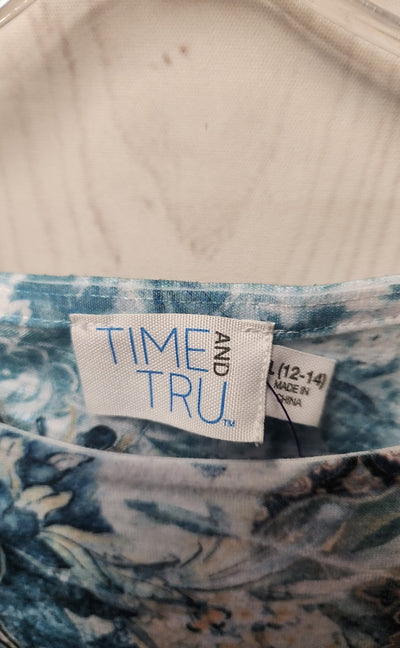 Time and Tru Women's Size L Blue Short Sleeve Top