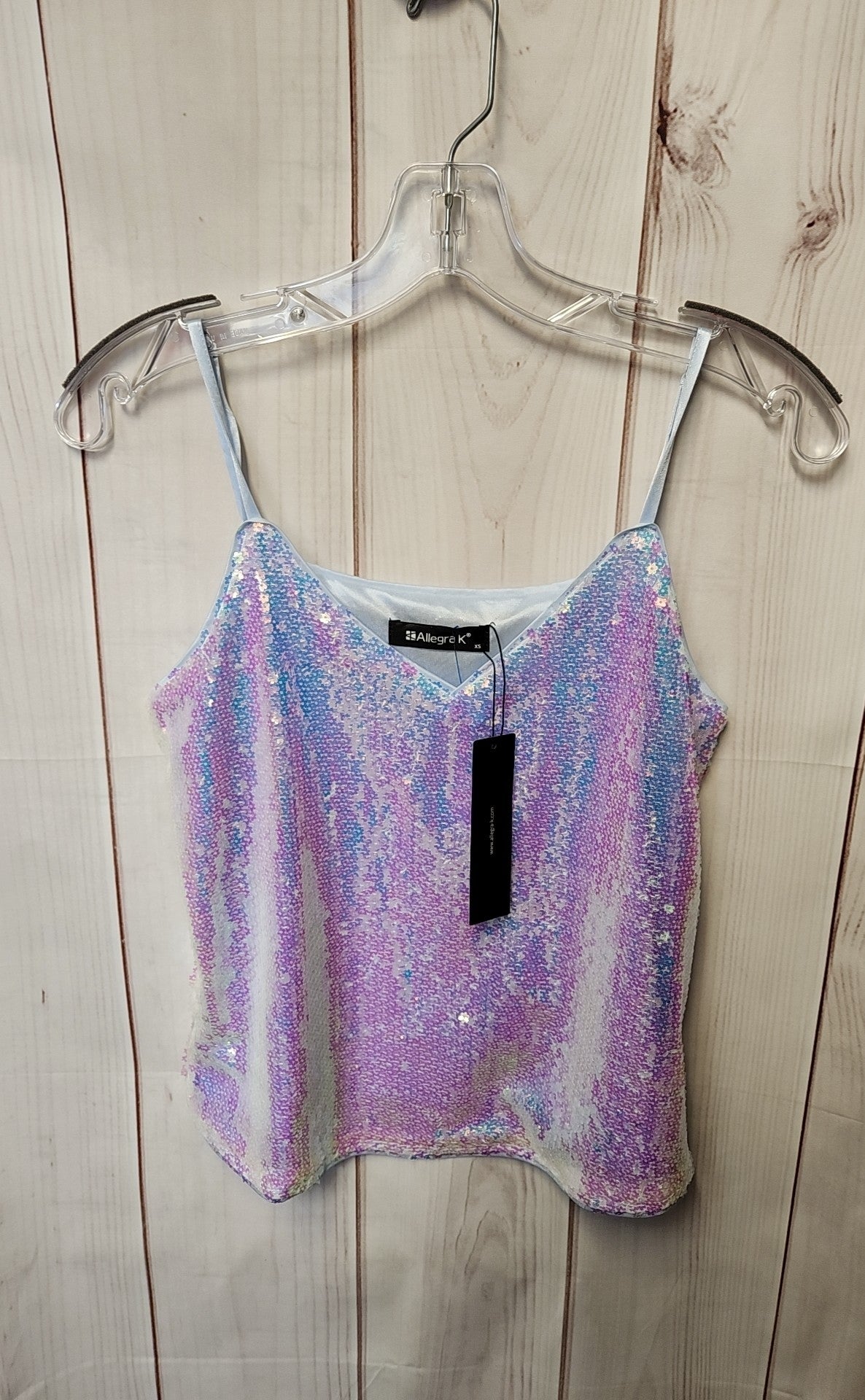 Allegra Women's Size XS Pink & Blue Sequined Sleeveless Top NWT