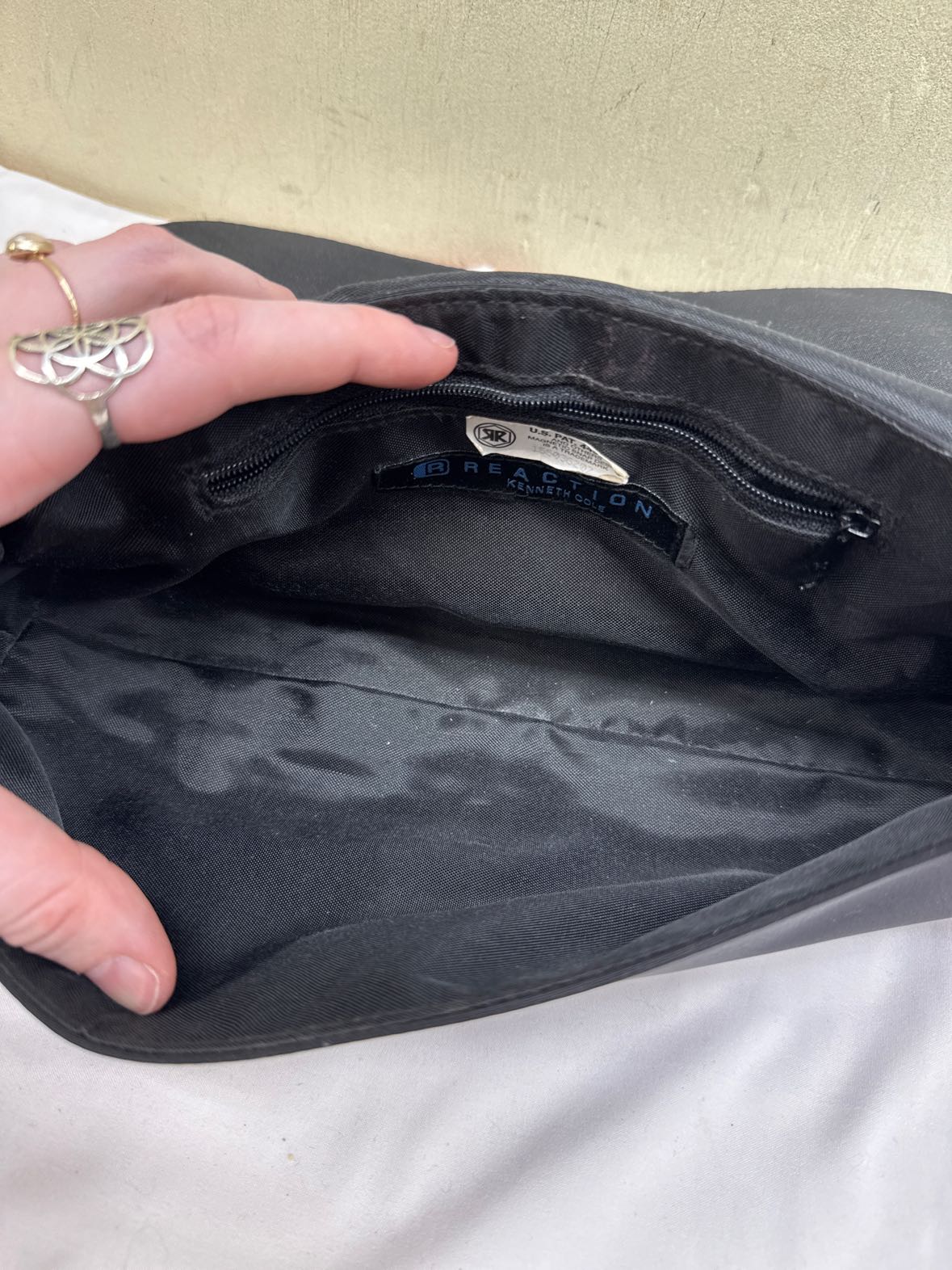 Reaction Kenneth Cole Black Purse Bag As Is- stains inside
