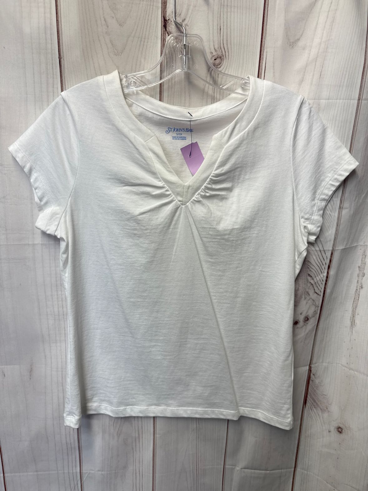 St Johns Bay Women's Size S White Short Sleeve Top